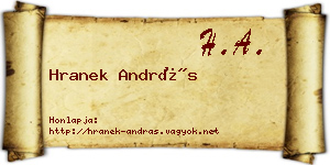 Hranek András névjegykártya